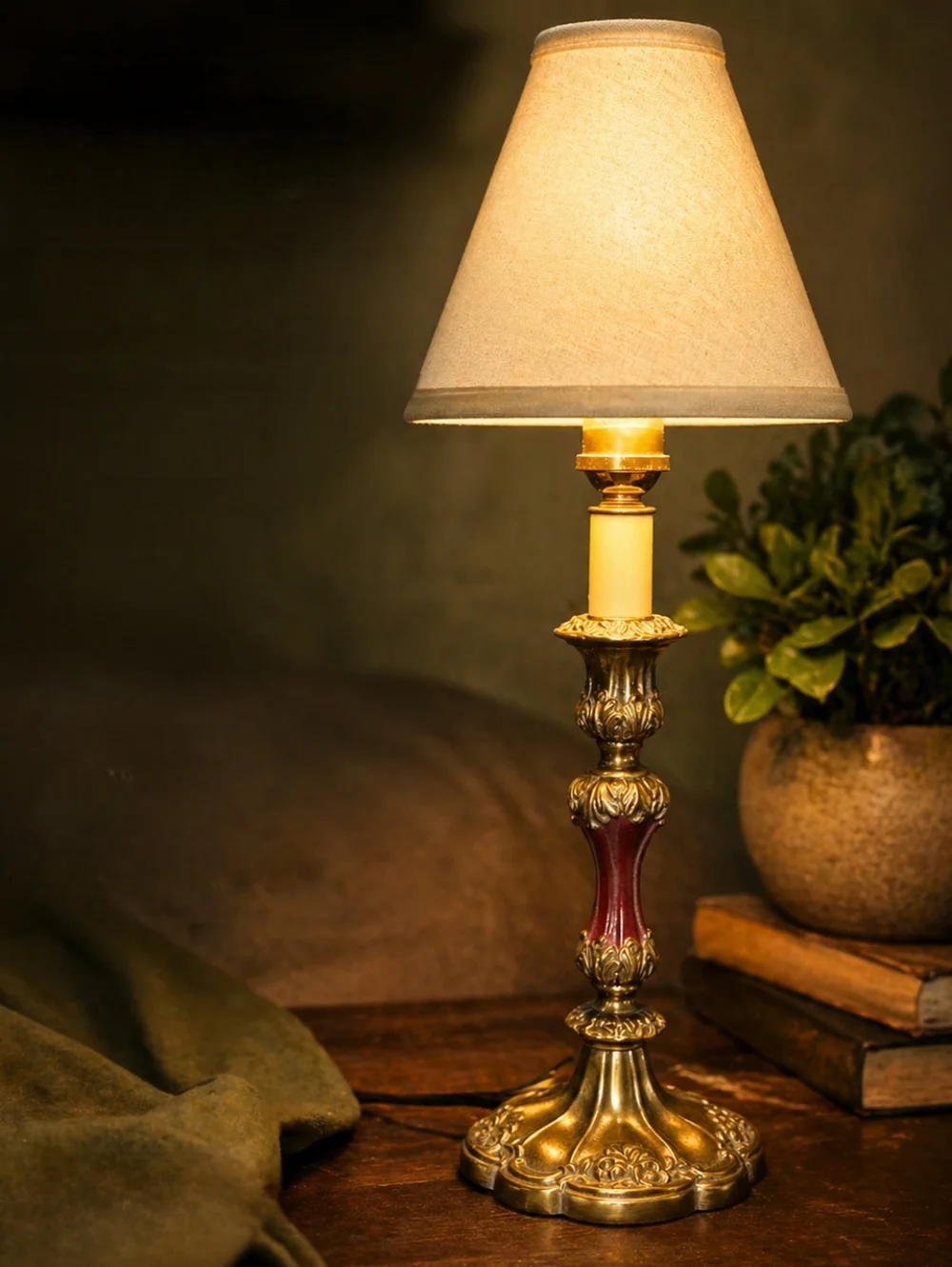 Vintage Ornate Brass Candlestick Table Lamp | Hollywood Regency Design